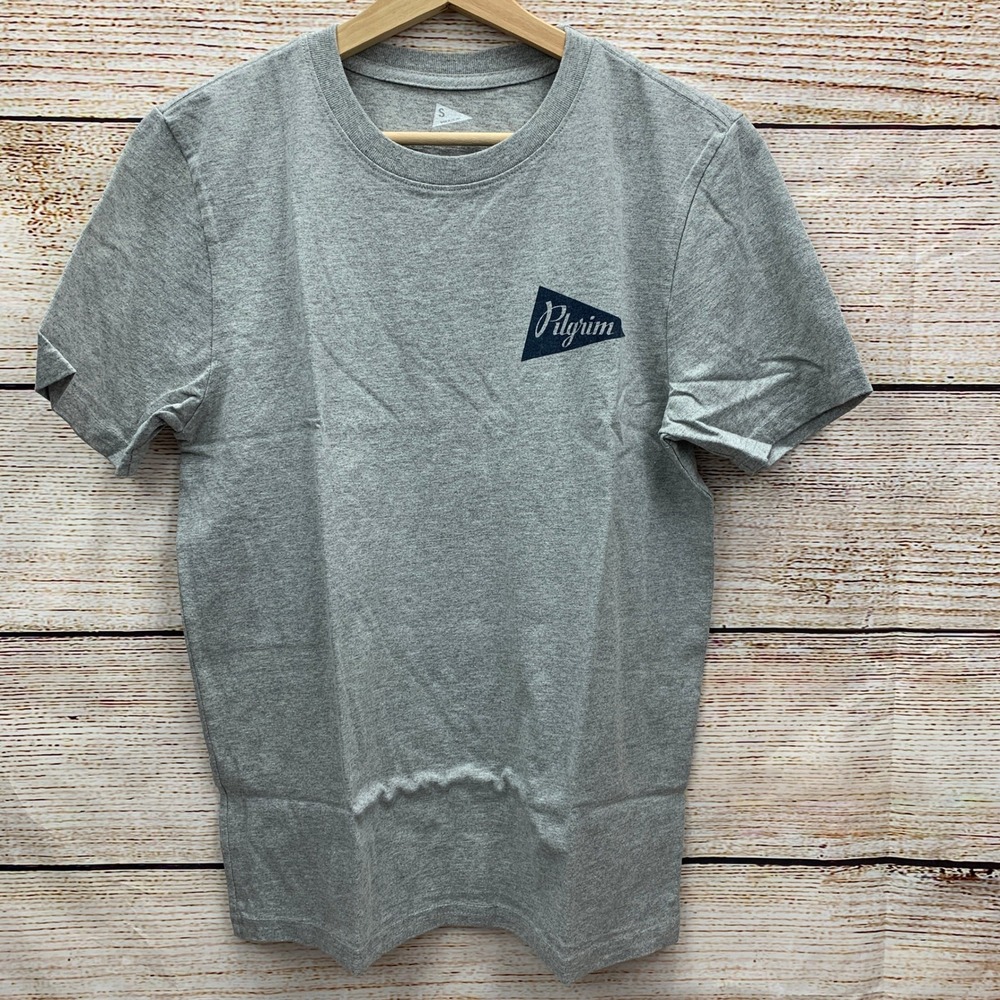 Pilgrim Pennant Logo T Shirt Heather Grey Size Small Made in USA New‎